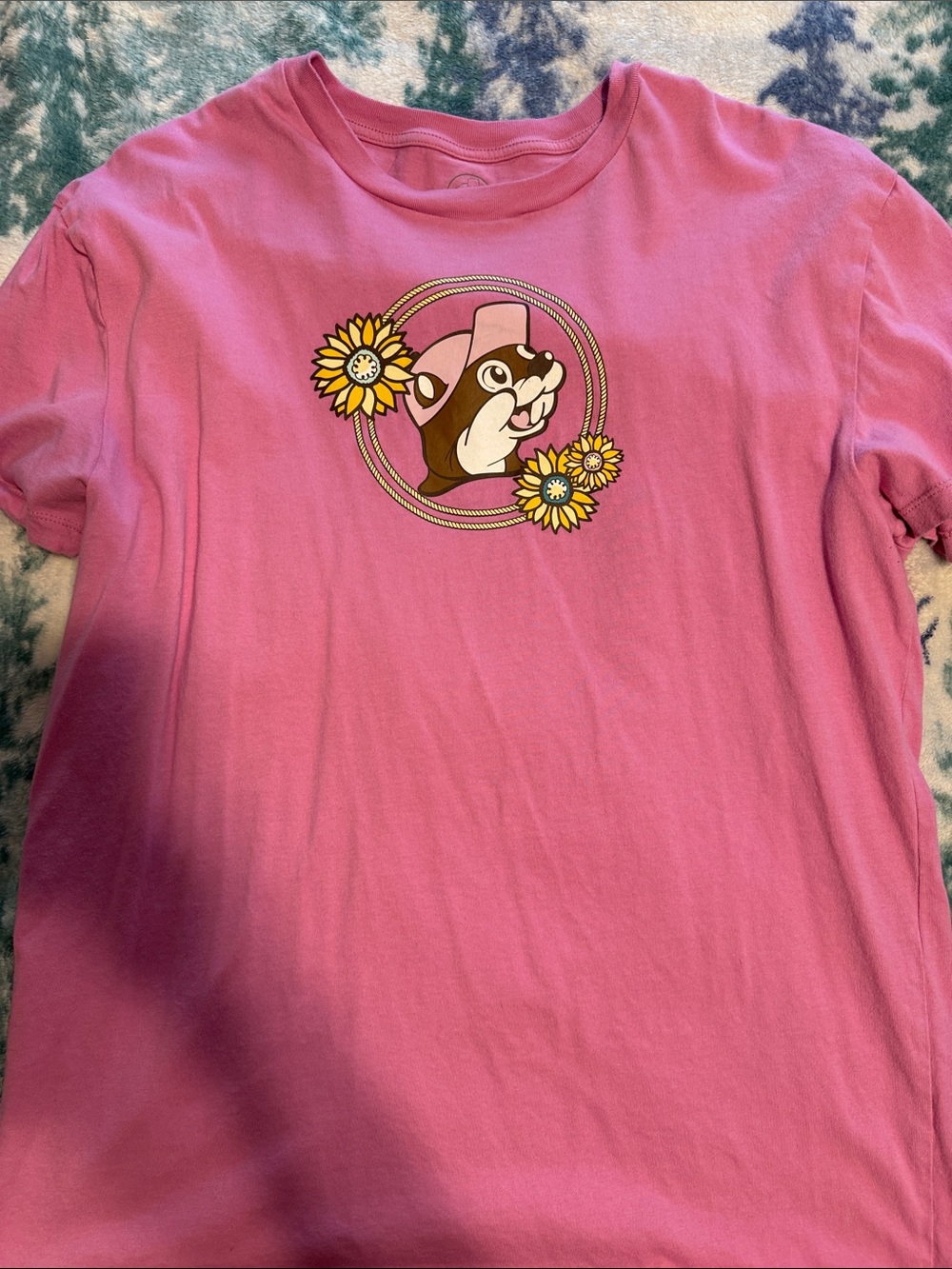 Pink Graphic Short Sleeve Tee with Floral Mascot